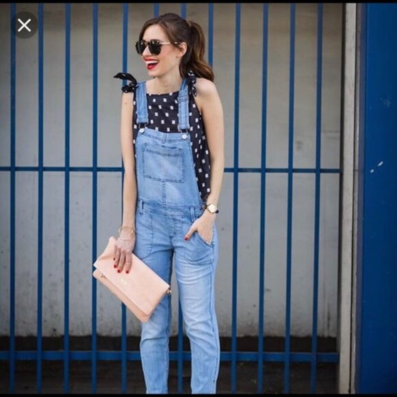 Anthropologie Level 99 Denim Overalls Soft size Medium Classic Boho Medium Wash - Picture 1 of 7